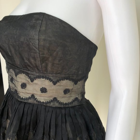 RED Valentino Silk Strapless Dress Black Sz 40, US 2 - Picture 3 of 16